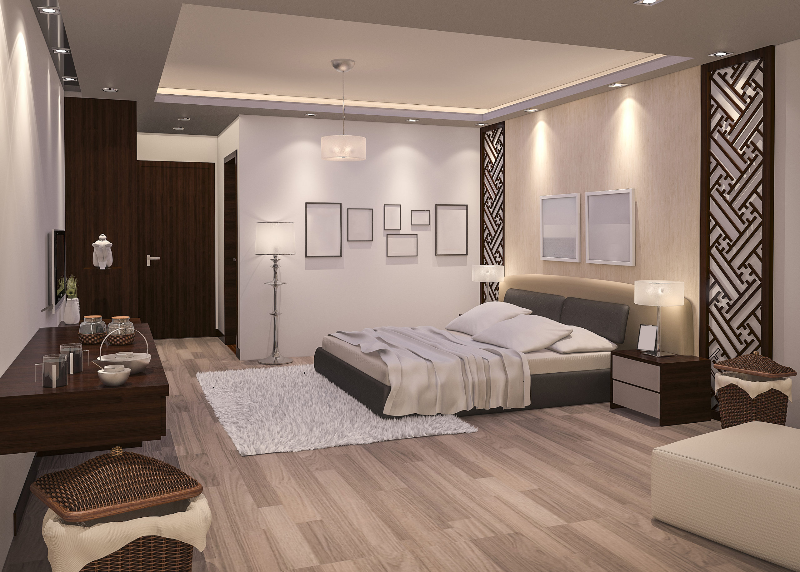3d rendering night bedroom with parquet floor 2021 08 27 22 13 43 utc